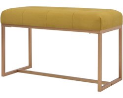 Fluwelen Bankje - Halbankje Zitmeubel - Interieur Decoratie - Zachte Fluwelen Bekleding - 80 x 36 x 45 cm - Mosterdgeel