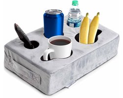 Fluwelen cup-cosy-kussen met uitneembare en wasbare bankbekerhouder - grijs - voor thuis auto badkamer park reizen - binnen en buiten