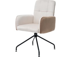 Fluwelen eetkamerstoel - Kleur bijpassende stoelen - 1-teilig - Fauteuil - Barstoel - Woonkamer - Slaapkamer - Draaistoel - Kantoorstoel - Vierkante Frame Lounge Chair - Beige