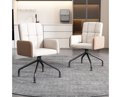 Fluwelen eetkamerstoel - Kleur bijpassende stoelen - 2-delige set - Fauteuil - Barstoel - Woonkamer - Slaapkamer - Draaistoel - Kantoorstoel - Vierkante Frame Lounge Chair - Beige