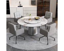 Fluwelen eetkamerstoel - Kleur bijpassende stoelen - 4-delige set - Fauteuil - Barstoel - Woonkamer - Slaapkamer - Draaistoel - Kantoorstoel - Vierkante Frame Lounge Chair - Grijs