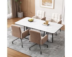 Fluwelen eetkamerstoel - Kleur bijpassende stoelen - 4-delige set - Fauteuil - Barstoel - Woonkamer - Slaapkamer - Draaistoel - Kantoorstoel - Vierkante Frame Lounge Chair - Beige