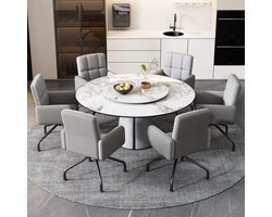 Fluwelen eetkamerstoel - Kleur bijpassende stoelen - 6-delige set - Fauteuil - Barstoel - Woonkamer - Slaapkamer - Draaistoel - Kantoorstoel - Vierkante Frame Lounge Chair - Grijs