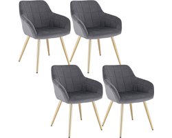 Fluwelen eetkamerstoelen - elegante zitplaatsen - comfortabele stoelen - schuim met hoge dichtheid - gewatteerd fluweel - stevig metalen frame - 43 cm x 55 cm x 81 cm