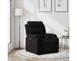 Fluwelen Fauteuil - Oorfauteuil Hoge Rug - Ontspannen Zitten - Handmatige Ligfunctie - 75 x 92.5 x 100 cm - Zwart