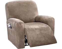 Fluwelen Fauteuilhoes voor Luxe Meubels - Zachte en Anti-Slip Relaxfauteuilhoes - Taupe