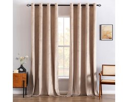 Fluwelen gordijnen met goudfolie-bladerpatroon - 245 cm hoog, ondoorzichtig en superzacht voor woonkamer en slaapkamer