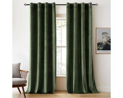 Fluwelen gordijnen - verduisterend - set van 2 - matchagroen - 140 x 245 cm