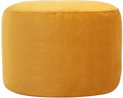 Fluwelen Hocker - Gele XXL Zitzak - Voor Woonkamer - Poef