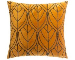 Fluwelen Kussen Leaf – Oker – Velvet – 40 x 40 cm (incl. vulling)