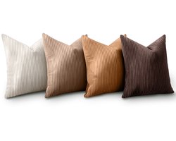 Fluwelen Kussenhoezen - Decoratieve Kussenslopen - Woonkamer Decoratie - Zacht Corduroy Materiaal - 45 x 45 cm - Bruin