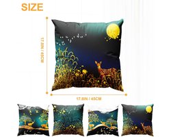 Fluwelen kussenslopen 45 cm x 45 cm, kussenslopen 4 stuks slaapkamerkussens vierkante unieke ontwerpen decoratieve kussenslopen voor bank woonkamer auto (vredesnacht, fluweel)