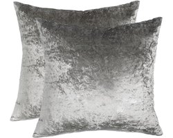 Fluwelen Kussenslopen - Sierkussenhoezen - Woonkamer Decoratie - Geplet Fluweel - 45x45 cm - Zilvergrijs