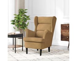 Fluwelen Oorfauteuil - Velours Stoel Kruk - Ontspannen Zitten - Met Bijpassende Kruk - 74 x 84 x 100 cm