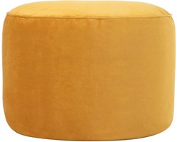 Fluwelen Poef in Geel - Luxe Hocker voor Woonkamer en Slaapkamer