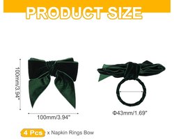 Fluwelen servetringen strik - set van 4 - groen