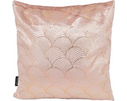 Fluwelen Sierkussen - Kussenhoes Decoratie - Woonkamer Aankleden - Glanzende Metallic Print - 45 x 45 cm - Roze Paars
