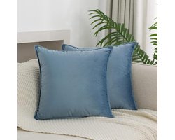 Fluwelen Sierkussenhoezen - Decoratieve Kussenhoezen - Woonkamer Decoratie - Zachte Fluweel Kwaliteit - 40 x 30 cm - Stenen Blauw