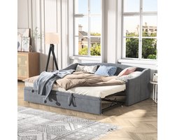 fluwelen slaapbank 2-in-1 met comfortabel zit- en ligdesign, ruimtebesparend modern ontwerp voor woonkamer en logeerkamer, Grijze