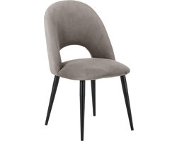 Fluwelen stoel Rachel in grijs velvet & zwart onderstel
