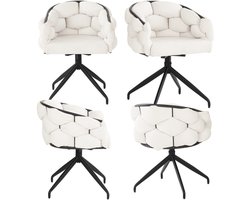 Fluwelen stoelen (4 stuks), draaistoel, 360° draaibaar, woonkamerstoelen, eetkamerstoelen, make-up stoelen, met rugleuning, ergonomische stoel, bubble stoelen, beige