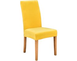 Fluwelen Stoelhoezen voor Eetkamerstoelen - Geel - Set van 2