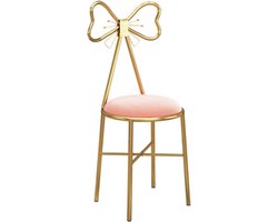 Fluwelen Vlinderstoel - Dressoir Stoel Make-upstoel - Zitcomfort Creëren - Strikvormige Rugleuning - 80 cm Hoog - Roze