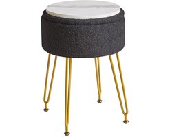 Fluwelen voetensteun en bijzettafel met afneembaar deksel en gouden poten