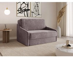 FLY 120 - Slaapbank - Compact en Multifunctioneel - 135 x 115 x 90 cm - Eenvoudig Uitklapbaar & Decoratieve Stiksels - Bruin (VIBE 28)