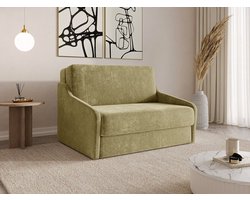 FLY 120 - Slaapbank - Compact en Multifunctioneel - 135 x 115 x 90 cm - Eenvoudig Uitklapbaar & Decoratieve Stiksels - Groen (VIBE 35)