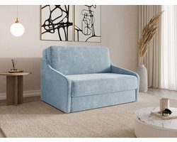 FLY 120 - Slaapbank - Compact en Multifunctioneel - 135 x 115 x 90 cm - Eenvoudig Uitklapbaar & Decoratieve Stiksels - Lichtblauw (VIBE 70)