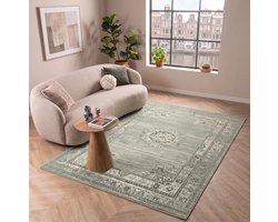 Flycarpets Antico Vintage Vloerkleed - Mintgroen - Laagpolig Tapijt Woonkamer - 200x300 cm