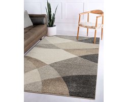 Flycarpets Belos Vloerkleed Modern - Beige / Grijs / Taupe - Laagpolig Tapijt - 140x200 cm