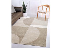 Flycarpets Belos Vloerkleed Scandinavisch - Beige / Crème - Laagpolig Tapijt Woonkamer - 160x220 cm