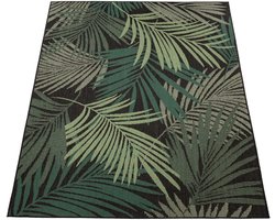 Flycarpets Binnen en Buitenkleed Ostivia - Gebloemd - Zwart