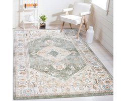 Flycarpets Burano Vintage Vloerkleed - Groen / Terra - Laagpolig Tapijt Woonkamer - 200x290 cm