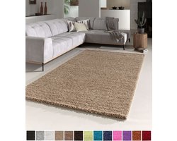 Flycarpets Candy Shaggy Vloerkleed - 140x140cm - Beige - Hoogpolig - Vierkant