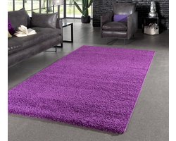 Flycarpets Candy Shaggy Vloerkleed - 80x250cm - Paars - Hoogpolig - Loper voor in de gang / keuken /slaapkamer