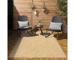 Flycarpets Capri Buitentapijt - Buitenkleed - Vloerkleed Voor Binnen & Buiten - Weer en UV bestendig - Perfect voor Balkon, Terras en Serre - Beige - 200x290 cm