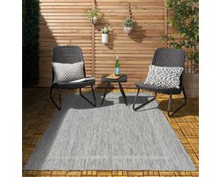 Flycarpets Capri Buitentapijt - Buitenkleed - Vloerkleed Voor Binnen & Buiten - Weer en UV bestendig - Perfect voor Balkon, Terras en Serre - Grijs - 200x290 cm