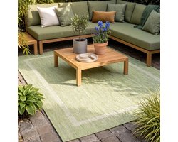 Flycarpets Capri Buitentapijt - Buitenkleed - Vloerkleed Voor Binnen & Buiten - Weer en UV bestendig - Perfect voor Balkon, Terras en Serre - Groen - 160x230 cm