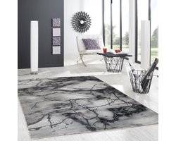 Flycarpets Carrara Modern Vloerkleed - Marmer Design - Kleur: Grijs - Afmeting: 200x290 cm