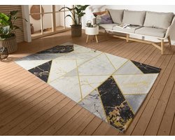 Flycarpets Flair Binnen & Buitenkleed Vloerkleed Noble - Zwart / Grijs / Goud - 120x180 cm