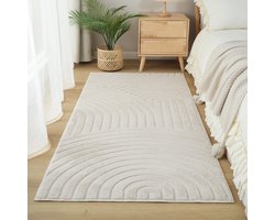 Flycarpets Japandi vloerkleed - Mystic Grooves Beige - Laagpolig Tapijt - 160x230 cm