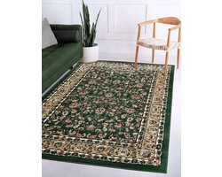 Flycarpets Klassiek Groen / Beige Vloerkleed Skazar - Oosters motief - Perzisch Tapijt Laagpolig - Woonkamer - 240x340 cm