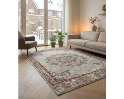 Flycarpets Klassiek Vintage Vloerkleed Maderno - Creme / Multi - Deurmat 57x90 cm - Perzisch Tapijt Laagpolig