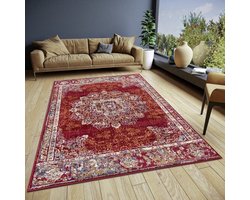 Flycarpets Klassiek Vintage Vloerkleed Maderno - Rood / Multi - Deurmat 57x90 cm - Perzisch Tapijt Laagpolig