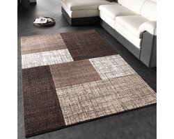 Flycarpets Laagpolig Modern Vloerkleed Modilia - Geblokt - Bruin
