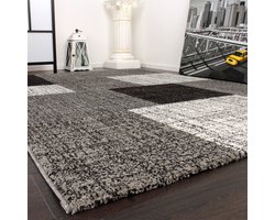 Flycarpets Laagpolig Modern Vloerkleed Modilia - Geblokt - Grijs