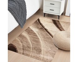 Flycarpets Lima Loper Bruin / Beige - Voor binnen - Designer - Modern - Woonkamer - Laagpolig - 80x150 cm